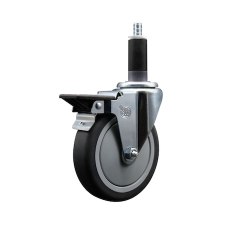 Service Caster 5'' Thermoplastic Rubber Swivel 1-1/8'' Expanding Stem Caster with Brake SCC-EX20S514-TPRB-PLB-118